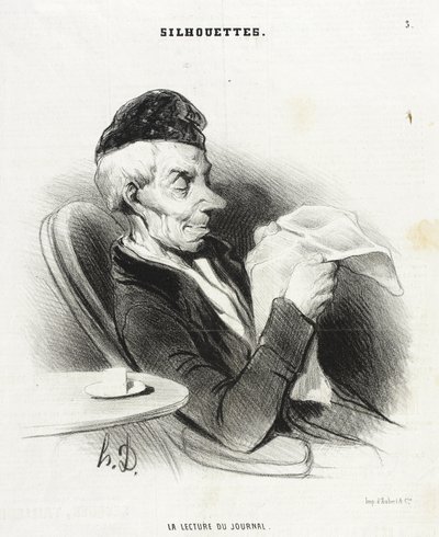Het lezen van de krant door Honoré Daumier