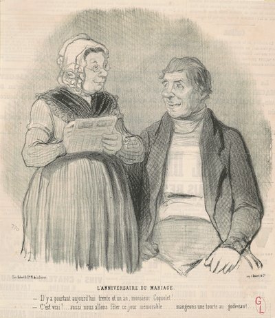 De trouwdag door Honoré Daumier