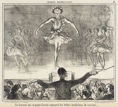 De danser die er prat op gaat behouden te hebben... door Honoré Daumier
