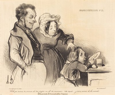 Lolo, van wie hou je meer, van je papa of van je mama... door Honoré Daumier
