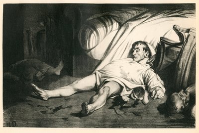 Honderdtwintig lithografieën van H. Daumier, Satirique in N & B, circa 1834: Massacre de la rue Transnonain (Parijs) - Republikein, Dode lichamen, Repressie - Illustratie door Honore Daumier (1808-1879) door Honoré Daumier