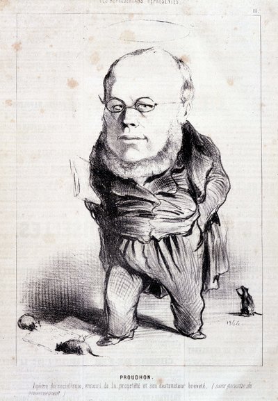 Proudhon, "apostel van het socialisme, vijand van eigendom en zijn gepatenteerde vernietiger" - door Daumier, in "Charivari" van 06/01/1849 door Honoré Daumier