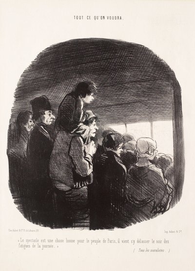 Het schouwspel is iets goeds voor het volk van Parijs door Honoré Daumier