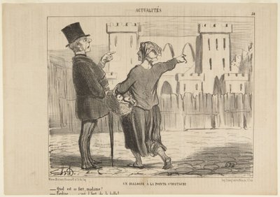 Een dialoog bij Pointe St. Eustache door Honoré Daumier