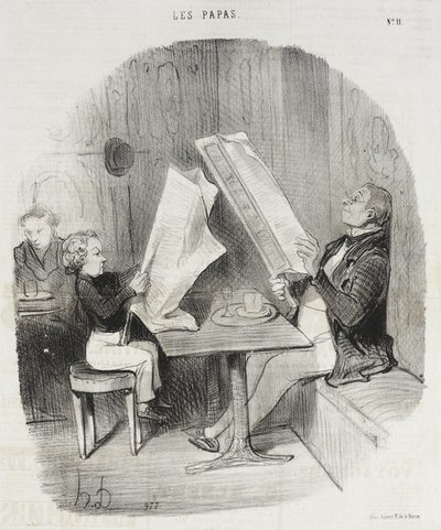 Een kind dat zich met weinig vermaakt. Le Constitutionnel is genoeg voor hem voor de hele avond door Honoré Daumier
