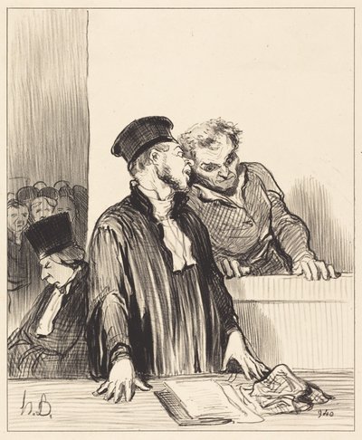 Hier is het Openbaar Ministerie dat u een aantal... onaangename... dingen vertelt... door Honoré Daumier