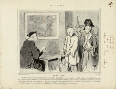 Reis naar China nr. 31: Het wetboek van strafrecht. De Chinese wetgevers hebben bepaald dat alle beklaagden... door Honoré Daumier