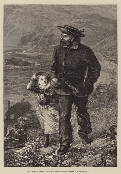 Naar huis voor het diner, een schets aan de zuidkust door Horace Petherick