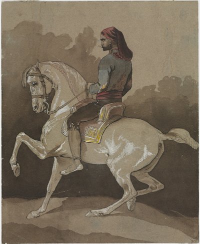 Arabier te paard door Emile Jean Horace Vernet