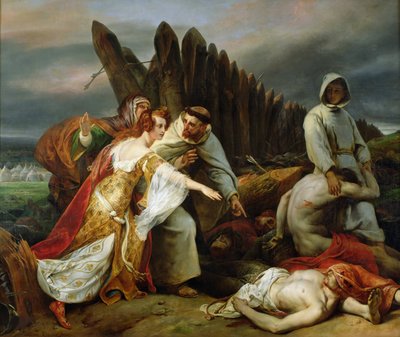Edith vindt het lichaam van Harold door Emile Jean Horace Vernet