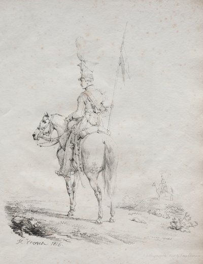 Receuil dessais lithographiques: Le Lancier en Vedette, 1816 door Emile Jean Horace Vernet