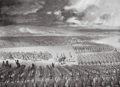 Porus wacht op de aanval van Alexander, juli 326 v.Chr. door Horace van Ruith