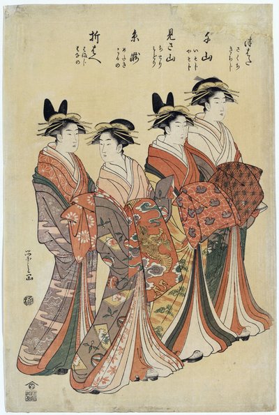 Japanse courtisanes door Hosoda Eishi