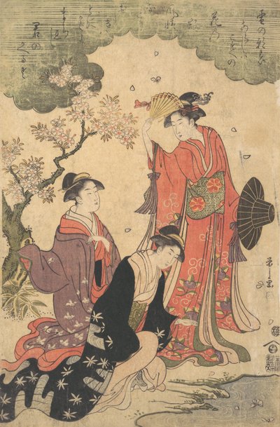 Dames bij een Picknick, ca. 1790 door Hosoda Eishi