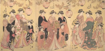 De Yoshiwara Parade in de Herfst, ca. 1793 door Hosoda Eishi