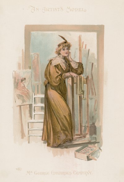 Portret van een vrouw ten voeten uit (kleurenlitho) door Howard Davie