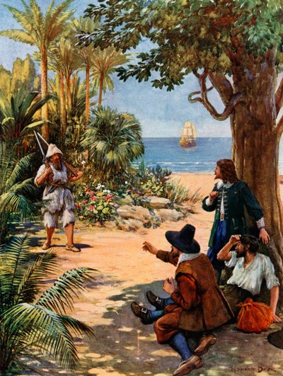 Illustratie voor Robinson Crusoe door Howard Davie