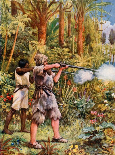 Illustratie voor Robinson Crusoe door Howard Davie