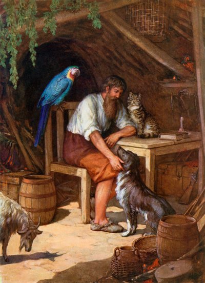 Illustratie voor Robinson Crusoe door Howard Davie