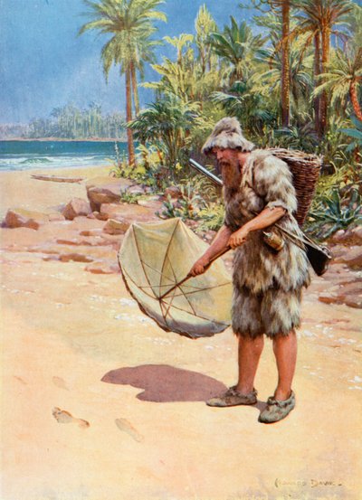 Illustratie voor Robinson Crusoe door Howard Davie