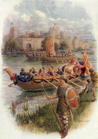 Koning Edgar op de Rivier Dee door Howard Davie