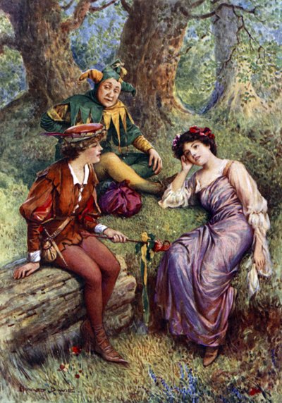 Rosalind, Celia en Touchstone door Howard Davie