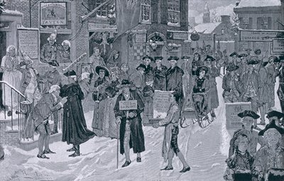 Kerstmorgen in het oude New York voor de revolutie, illustratie uit Harper