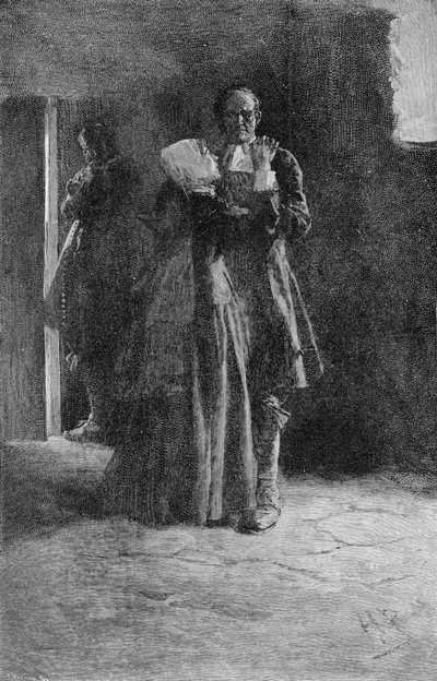 Giles Corey in de gevangenis, gegraveerd door Frank French (1850-1933) illustratie uit 