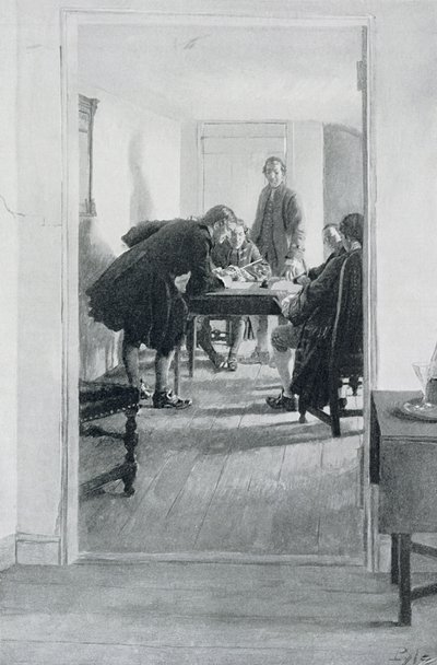 In de oude Raleigh Tavern, illustratie uit 