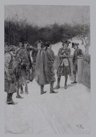 Paul Revere brengt nieuws aan Sullivan, gegraveerd door F.H. Wellington, illustratie uit 