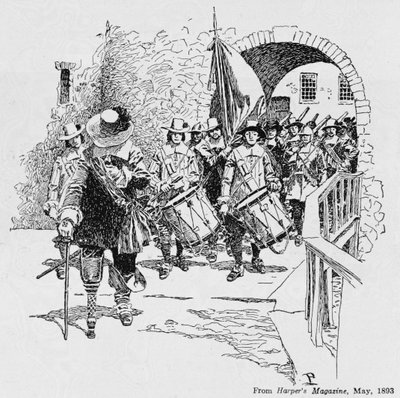 Stuyvesant geeft Fort Amsterdam over aan de Engelsen, uit Harper