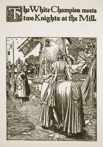 De Witte Kampioen ontmoet twee Ridders bij de Molen, illustratie uit 