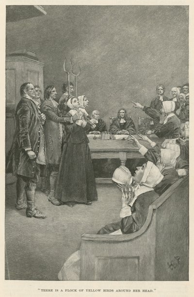 Er is een zwerm gele vogels rond haar hoofd door Howard Pyle