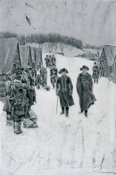 Washington en Steuben in Valley Forge, illustratie uit 
