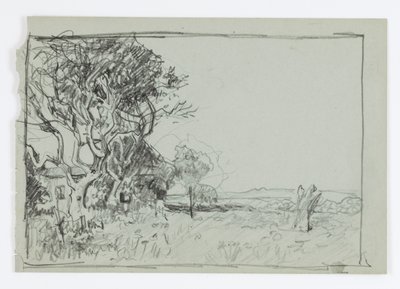 Zonder titel (Boom met huis) door Howard Russell Butler