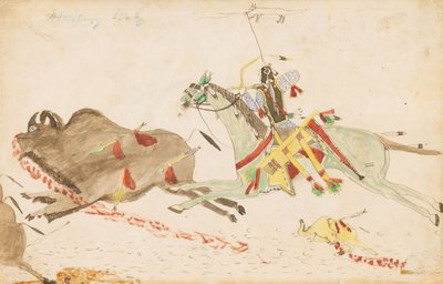 Huilende Wolf die Buffel Jaagt, 1874-75 door Howling Wolf