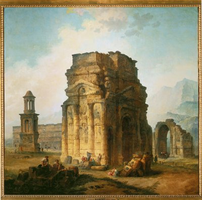 De Arc de Triomphe en het Oranjetheater ... door Hubert (circle of) Robert