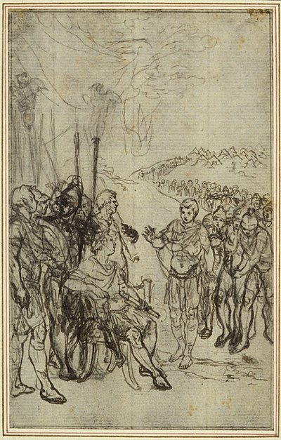 Studie voor Lucains "La Pharsale", Canto IV door Hubert Francois Gravelot