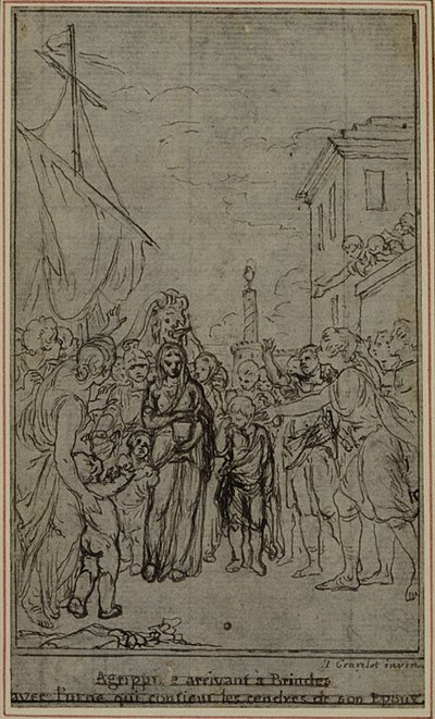 Studie voor een illustratie in Tacitus "Tiberius, of De zes eerste boeken van de Annalen", Boek III, Deel 2, 2e Studie door Hubert Francois Gravelot