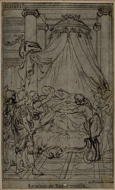 Studie voor een illustratie in Tacitus "Tiberius, of De zes eerste boeken van de Annalen", Boek VI, Vol. 3, Eindstudie door Hubert Francois Gravelot