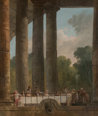 Een banket in de ruïnes van een tempel door Hubert Robert