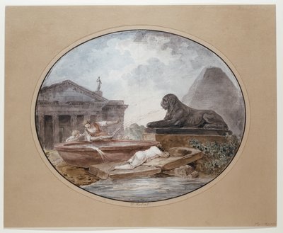 Architecturaal capriccio door Hubert Robert
