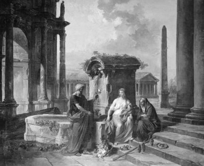 Architectuur met figuren door Hubert Robert