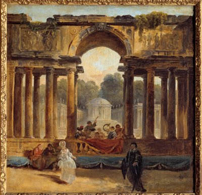 Dans en concert in een park. Schilderij door Hubert Robert. 18e eeuw. Amiens, Musée de Picardie door Hubert Robert