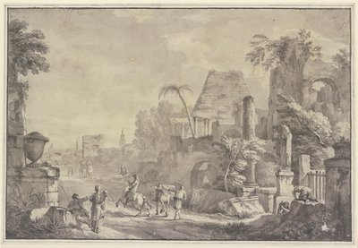 Heroïsch landschap door Hubert Robert