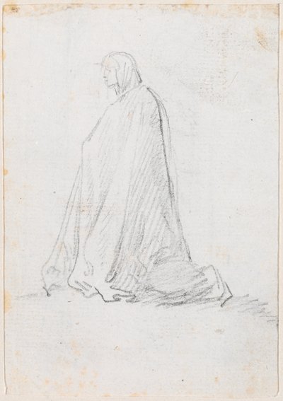 Knielende figuur in een gewaad met capuchon door Hubert Robert