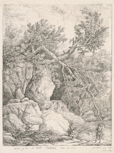 Landschap met een Omgevallen Boom door Hubert Robert