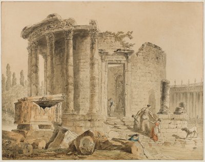 De tempel van de Tiburtijnse Sibylle: Herinnering aan de tempel van de Sibylle in Tivoli door Hubert Robert