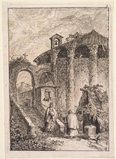 De Avonden van Rome: De Oude Tempel door Hubert Robert