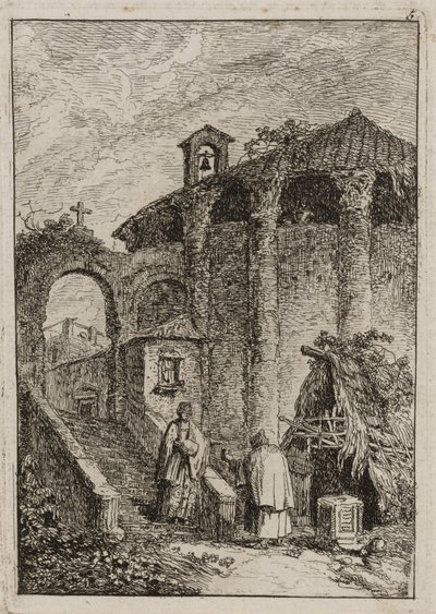 Plaat Vijf uit Avonden in Rome door Hubert Robert